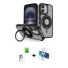 MARSİLYAN™- iPhone 16 Kılıf Nova Minimal Serisi - Siyah 3D Antistatik Seramik Nano Ekran Koruyucu + Raze Metal Kamera Lens - BZ