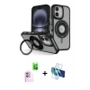 MARSİLYAN™- iPhone 16 Kılıf Nova Minimal Serisi - Siyah 3D Antistatik Seramik Nano Ekran Koruyucu + Raze Metal Kamera Lens - PE