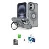 MARSİLYAN™- iPhone 16 Kılıf Nova Minimal Serisi - Siyah 3D Antistatik Seramik Nano Ekran Koruyucu + Raze Metal Kamera Lens - SH