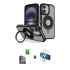 MARSİLYAN™- iPhone 16 Kılıf Nova Minimal Serisi - Siyah 3D Antistatik Seramik Nano Ekran Koruyucu + Raze Metal Kamera Lens - SH