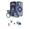 MARSİLYAN™- iPhone 16 Kılıf Nova Minimal Serisi - Siyah 3D Antistatik Seramik Nano Ekran Koruyucu + Raze Metal Kamera Lens - PE