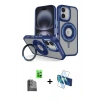 MARSİLYAN™- iPhone 16 Kılıf Nova Minimal Serisi - Siyah 3D Antistatik Seramik Nano Ekran Koruyucu + Raze Metal Kamera Lens - SH