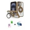 MARSİLYAN™- iPhone 16 Kılıf Nova Minimal Serisi - Siyah 3D Antistatik Seramik Nano Ekran Koruyucu + Raze Metal Kamera Lens - PE