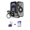 MARSİLYAN™- iPhone 16 Kılıf Nova Minimal Serisi - Siyah Bilvis 5in1 3D Magic Cam Ekran Koruyucu + Bilvis Titan Kamera Lens - SH