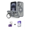 MARSİLYAN™- iPhone 16 Kılıf Nova Minimal Serisi - Siyah Bilvis 5in1 3D Magic Cam Ekran Koruyucu + Bilvis Titan Kamera Lens - GS