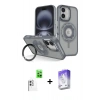 MARSİLYAN™- iPhone 16 Kılıf Nova Minimal Serisi - Siyah Bilvis 5in1 3D Magic Cam Ekran Koruyucu + Raze Metal Kamera Lens - BZ