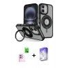 MARSİLYAN™- iPhone 16 Kılıf Nova Minimal Serisi - Siyah Bilvis 5in1 3D Magic Cam Ekran Koruyucu + Raze Metal Kamera Lens - PE