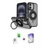 MARSİLYAN™- iPhone 16 Kılıf Nova Minimal Serisi - Siyah Bilvis 5in1 3D Magic Cam Ekran Koruyucu + Raze Metal Kamera Lens - BZ