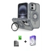 MARSİLYAN™- iPhone 16 Kılıf Nova Minimal Serisi - Siyah Bilvis 5in1 3D Magic Cam Ekran Koruyucu + Siyah Raze Metal Kamera Lens