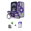 MARSİLYAN™- iPhone 16 Kılıf Nova Minimal Serisi - Siyah Bilvis 5in1 3D Magic Cam Ekran Koruyucu + Siyah Raze Metal Kamera Lens