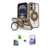MARSİLYAN™- iPhone 16 Kılıf Nova Minimal Serisi - Siyah Bilvis 5in1 5D Magic Hayalet Cam Ekran Koruyucu + Raze Metal Kamera Lens - SH