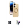 MARSİLYAN™- iPhone 16 Kılıf Nova Modern Prime - Şeffaf Pasifik Cam Ekran Koruyucu + Mavi PVD Metal Kamera Lens