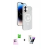 MARSİLYAN™- iPhone 16 Kılıf Nova Modern Prime - Şeffaf Pasifik Cam Ekran Koruyucu + Raze Metal Kamera Lens - PE