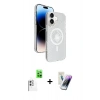 MARSİLYAN™- iPhone 16 Kılıf Nova Modern Prime - Şeffaf Pasifik Cam Ekran Koruyucu + Raze Metal Kamera Lens - BZ