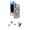MARSİLYAN™- iPhone 16 Kılıf Nova Modern Prime - Şeffaf Pasifik Cam Ekran Koruyucu + Raze Metal Kamera Lens - BZ