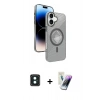 MARSİLYAN™- iPhone 16 Kılıf Nova Modern Prime - Şeffaf Pasifik Cam Ekran Koruyucu + PVD Metal Kamera Lens - YL