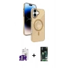 MARSİLYAN™- iPhone 16 Kılıf Nova Modern Prime - Siyah 360 Mat Full Body Arka Koruyucu + Gümüş Bilvis Titan Kamera Lens