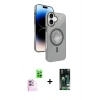 MARSİLYAN™- iPhone 16 Kılıf Nova Modern Prime - Siyah 360 Mat Full Body Arka Koruyucu + Pembe Raze Metal Kamera Lens