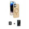 MARSİLYAN™- iPhone 16 Kılıf Nova Modern Prime - Siyah 3D Antistatik Hayalet Cam Ekran Koruyucu + PVD Metal Kamera Lens - YL