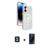 MARSİLYAN™- iPhone 16 Kılıf Nova Modern Prime - Siyah 3D Antistatik Hayalet Cam Ekran Koruyucu + PVD Metal Kamera Lens - YL