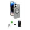 MARSİLYAN™- iPhone 16 Kılıf Nova Modern Prime - Siyah 3D Antistatik Hayalet Cam Ekran Koruyucu + Raze Metal Kamera Lens - BZ