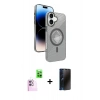 MARSİLYAN™- iPhone 16 Kılıf Nova Modern Prime - Siyah 3D Antistatik Hayalet Cam Ekran Koruyucu + Raze Metal Kamera Lens - PE