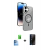 MARSİLYAN™- iPhone 16 Kılıf Nova Modern Prime - Siyah 3D Antistatik Hayalet Cam Ekran Koruyucu + Raze Metal Kamera Lens - LT