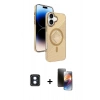 MARSİLYAN™- iPhone 16 Kılıf Nova Modern Prime - Siyah 3D Antistatik Mat Seramik Nano Ekran Koruyucu + Mavi PVD Metal Kamera Lens