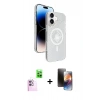 MARSİLYAN™- iPhone 16 Kılıf Nova Modern Prime - Siyah 3D Antistatik Mat Seramik Nano Ekran Koruyucu + Pembe Raze Metal Kamera Lens