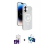 MARSİLYAN™- iPhone 16 Kılıf Nova Modern Prime - Siyah 3D Antistatik Seramik Nano Ekran Koruyucu + Pembe Bilvis Titan Kamera Lens