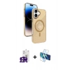 MARSİLYAN™- iPhone 16 Kılıf Nova Modern Prime - Siyah 3D Antistatik Seramik Nano Ekran Koruyucu + Pembe Bilvis Titan Kamera Lens
