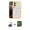 MARSİLYAN™- iPhone 16 Kılıf Odak Prime - Şeffaf 360 Full Body Arka Koruyucu + Pembe Bilvis Titan Kamera Lens