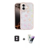 MARSİLYAN™- iPhone 16 Kılıf Odak Prime - Şeffaf Pasifik Cam Ekran Koruyucu + PVD Metal Kamera Lens - PE