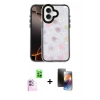 MARSİLYAN™- iPhone 16 Kılıf Odak Prime - Siyah 3D Antistatik Mat Seramik Nano Ekran Koruyucu + Raze Metal Kamera Lens - PE