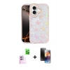 MARSİLYAN™- iPhone 16 Kılıf Odak Prime - Siyah 3D Antistatik Mat Seramik Nano Ekran Koruyucu + Raze Metal Kamera Lens - PE