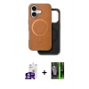 MARSİLYAN™- iPhone 16 Kılıf Pusula Işık Koleksiyonu - Şeffaf 360 Full Body Arka Koruyucu + Gümüş Bilvis Titan Kamera Lens