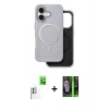MARSİLYAN™- iPhone 16 Kılıf Pusula Işık Koleksiyonu - Şeffaf 360 Full Body Arka Koruyucu + Raze Metal Kamera Lens - BZ