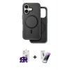 MARSİLYAN™- iPhone 16 Kılıf Pusula Işık Koleksiyonu - Şeffaf Pasifik Cam Ekran Koruyucu + Bilvis Titan Kamera Lens - SH