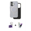 MARSİLYAN™- iPhone 16 Kılıf Pusula Işık Koleksiyonu - Şeffaf Pasifik Cam Ekran Koruyucu + Bilvis Titan Kamera Lens - SH