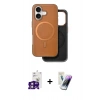 MARSİLYAN™- iPhone 16 Kılıf Pusula Işık Koleksiyonu - Şeffaf Pasifik Cam Ekran Koruyucu + Bilvis Titan Kamera Lens - PE
