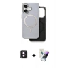 MARSİLYAN™- iPhone 16 Kılıf Pusula Işık Koleksiyonu - Şeffaf Pasifik Cam Ekran Koruyucu + PVD Metal Kamera Lens - PE