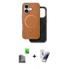 MARSİLYAN™- iPhone 16 Kılıf Pusula Işık Koleksiyonu - Şeffaf Pasifik Cam Ekran Koruyucu + Raze Metal Kamera Lens - SH