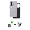 MARSİLYAN™- iPhone 16 Kılıf Pusula Işık Koleksiyonu - Şeffaf Pasifik Cam Ekran Koruyucu + Raze Metal Kamera Lens - SH