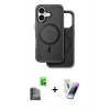 MARSİLYAN™- iPhone 16 Kılıf Pusula Işık Koleksiyonu - Şeffaf Pasifik Cam Ekran Koruyucu + Raze Metal Kamera Lens - SH