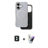 MARSİLYAN™- iPhone 16 Kılıf Pusula Işık Koleksiyonu - Şeffaf Pasifik Cam Ekran Koruyucu + PVD Metal Kamera Lens - YL