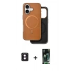 MARSİLYAN™- iPhone 16 Kılıf Pusula Işık Koleksiyonu - Siyah 360 Mat Full Body Arka Koruyucu + PVD Metal Kamera Lens - PE