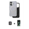 MARSİLYAN™- iPhone 16 Kılıf Pusula Işık Koleksiyonu - Siyah 360 Mat Full Body Arka Koruyucu + PVD Metal Kamera Lens - PE