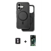 MARSİLYAN™- iPhone 16 Kılıf Pusula Işık Koleksiyonu - Siyah 360 Mat Full Body Arka Koruyucu + PVD Metal Kamera Lens - PE