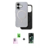 MARSİLYAN™- iPhone 16 Kılıf Pusula Işık Koleksiyonu - Siyah 360 Mat Full Body Arka Koruyucu + Raze Metal Kamera Lens - PE