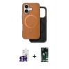 MARSİLYAN™- iPhone 16 Kılıf Pusula Işık Koleksiyonu - Siyah 360 Mat Full Body Arka Koruyucu + Bilvis Titan Kamera Lens - YL
